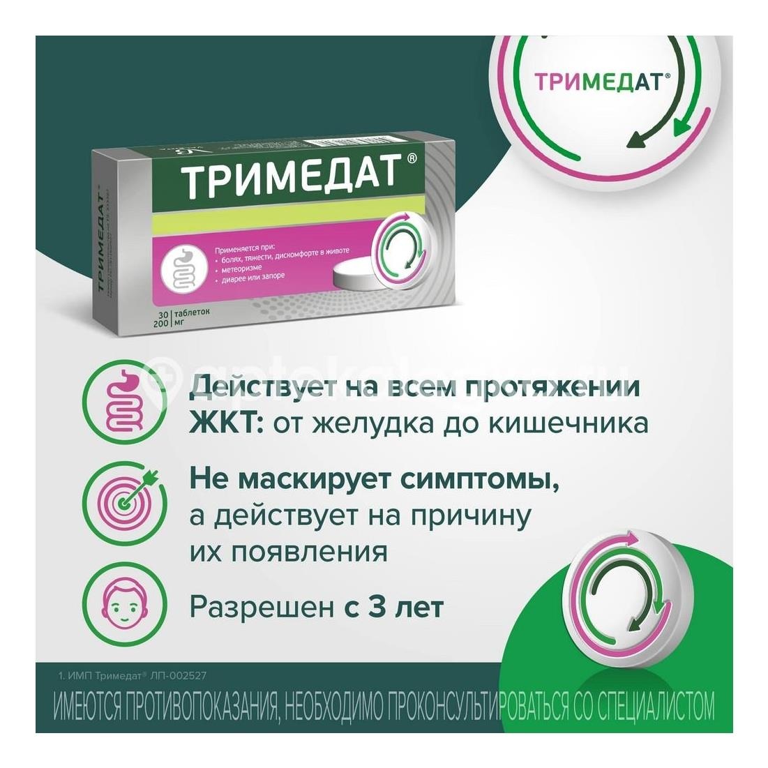 Тримедат 200мг. 30шт. таблетки Тримедат 200мг. 30шт. таблетки - 3