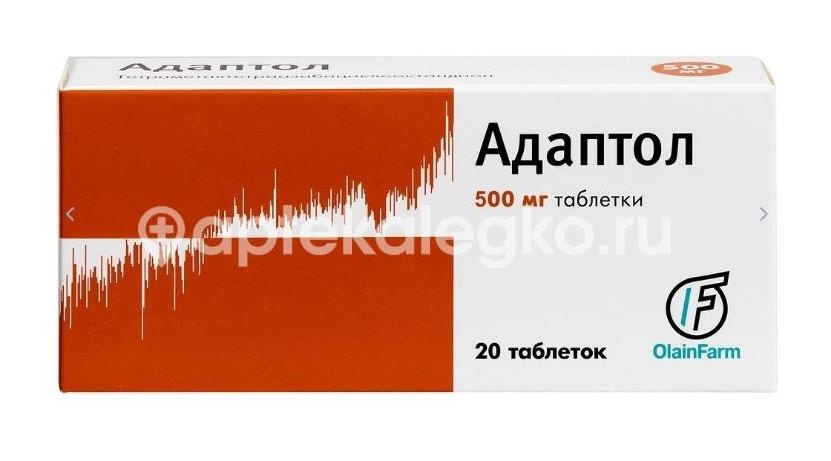 Изображение Адаптол 500мг. 20шт. таблетки Адаптол 500мг. 20шт. таблетки Олайнфарм АО