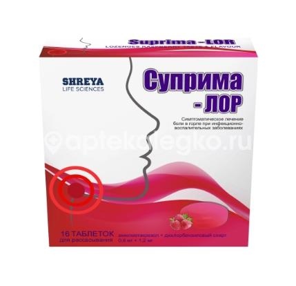 Изображение Суприма лор 16шт. таблетки малина Суприма лор 16шт. таблетки малина Шрея Лайф Саенсиз Пвт Лтд