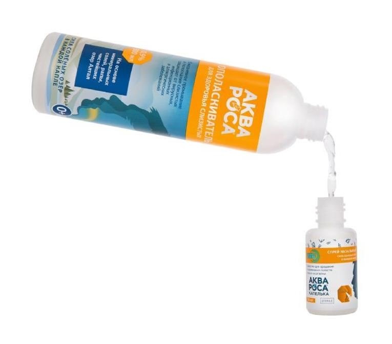 Аквароса спрей для полости рта набор: ополаскиватель 0,9% 300мл. + назальный спрей 30мл. + насадка Аквароса спрей для полости рта набор: ополаскиватель 0,9% 300мл. + назальный спрей 30мл. + насадка - 2