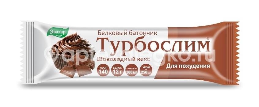 Турбослим батончик для похудения  50г. шоколадный  кекс /эвалар/ Турбослим батончик для похудения  50г. шоколадный  кекс /эвалар/ - 1