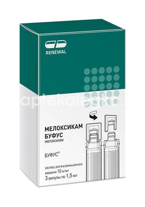 Мелоксикам буфус 10мг./мл. 3шт. раствор для внутримышечного введения 1,5мл. ампула Мелоксикам буфус 10мг./мл. 3шт. раствор для внутримышечного введения 1,5мл. ампула - 1