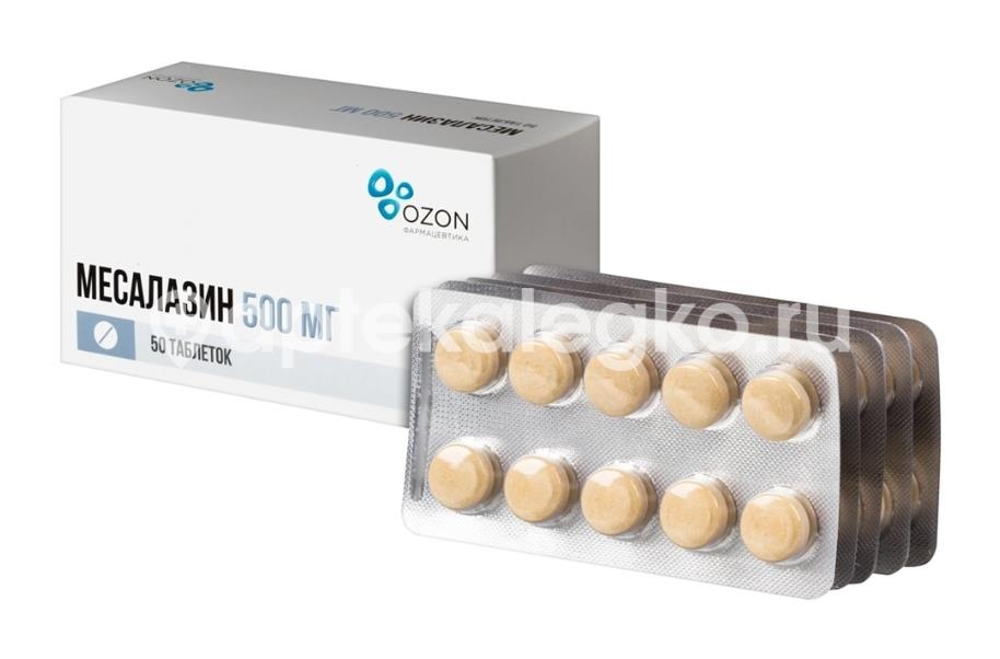 Месалазин 500мг №50 таблетки кишечнорастворимые покрытые оболочкой Месалазин 500мг №50 таблетки кишечнорастворимые покрытые оболочкой - 2