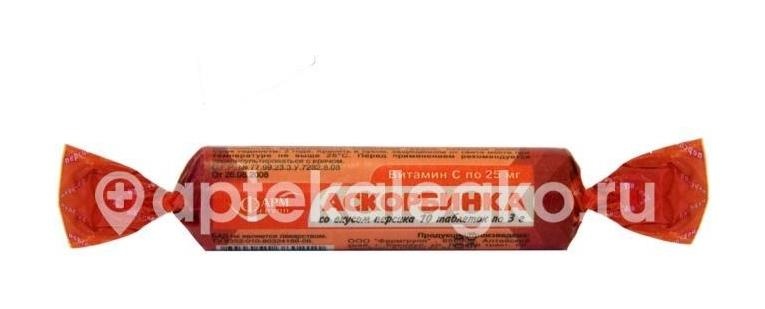 Аскорбиновая к - та персик №10 таб. крутка /аскопром/ Аскорбиновая к - та персик №10 таб. крутка /аскопром/ - 1