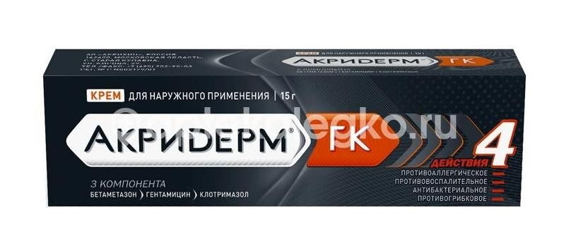 Акридерм гк 1шт. крем для наружного применения 15г. туба Акридерм гк 1шт. крем для наружного применения 15г. туба - 1