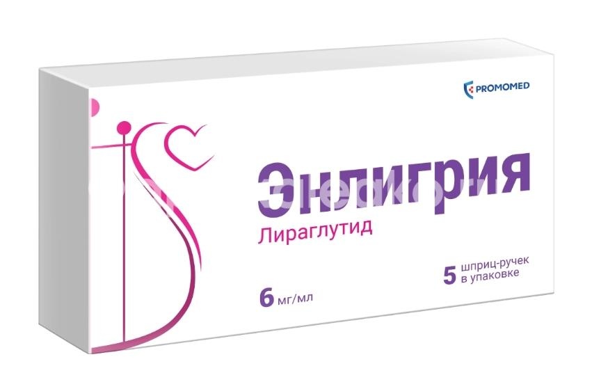 Энлигрия 6мг/мл 3мл №5 шприц - ручка р - р п/к Энлигрия 6мг/мл 3мл №5 шприц - ручка р - р п/к - 1