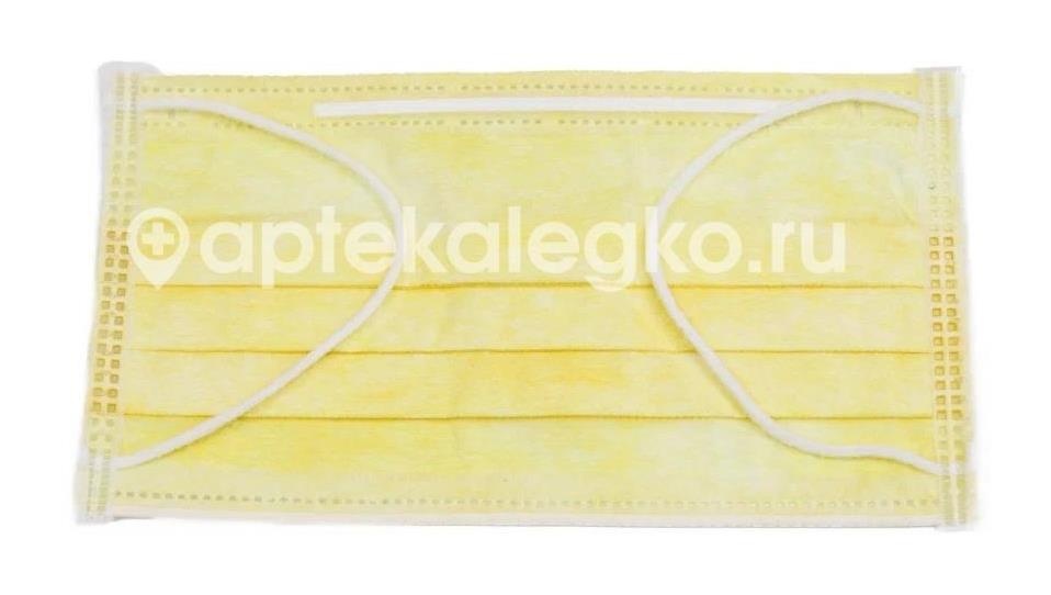 Гекса маска медицинская н/с 3 - х сл. на резинке №10 желтая Гекса маска медицинская н/с 3 - х сл. на резинке №10 желтая - 1