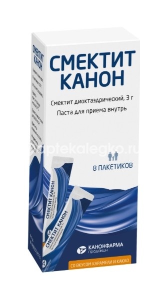 Изображение Смектит канон 3,0 n8 пакет паста д/приема внутрь СМЕКТИТ КАНОН 3,0 N8 ПАКЕТ ПАСТА Д/ПРИЕМА ВНУТРЬ КАНОНФАРМА ПРОДАКШН