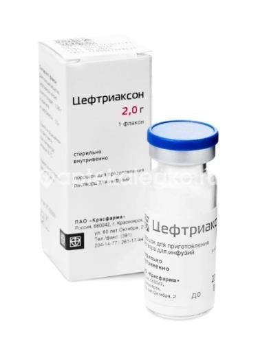 Изображение Цефтриаксон 2г. №1 пор д/приг р-ра д/инф фл. ЦЕФТРИАКСОН 2г. №1 ПОР Д/ПРИГ Р-РА Д/ИНФ фл. Красфарма ОАО