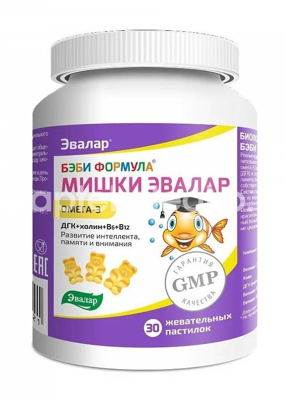Бэби формула пастилки мишки омега - 3 №30 жев. /эвалар/ Бэби формула пастилки мишки омега - 3 №30 жев. /эвалар/ - 3