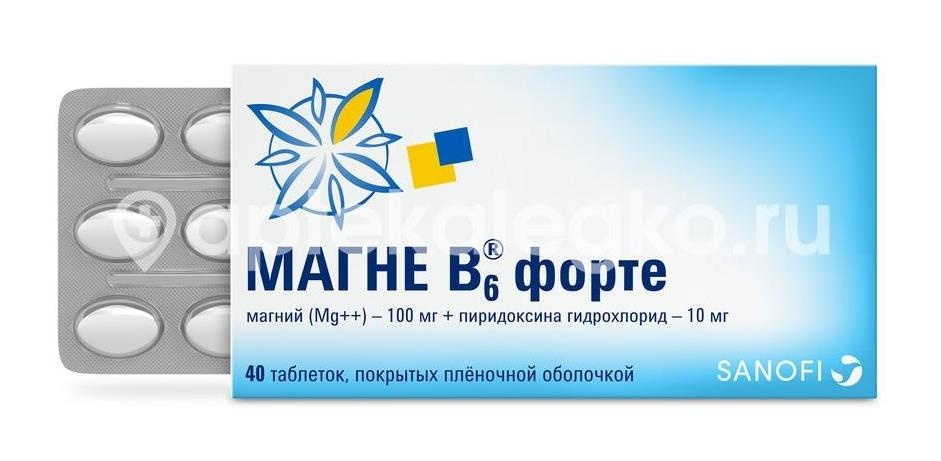 Магне в6 форте таблетки, покрытые пленочной оболочкой 40шт. Магне в6 форте таблетки, покрытые пленочной оболочкой 40шт. - 2