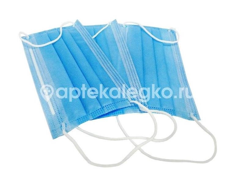 Маска медицинская трехслойная (3 - х) на резинке №1 голубая Маска медицинская трехслойная (3 - х) на резинке №1 голубая - 2