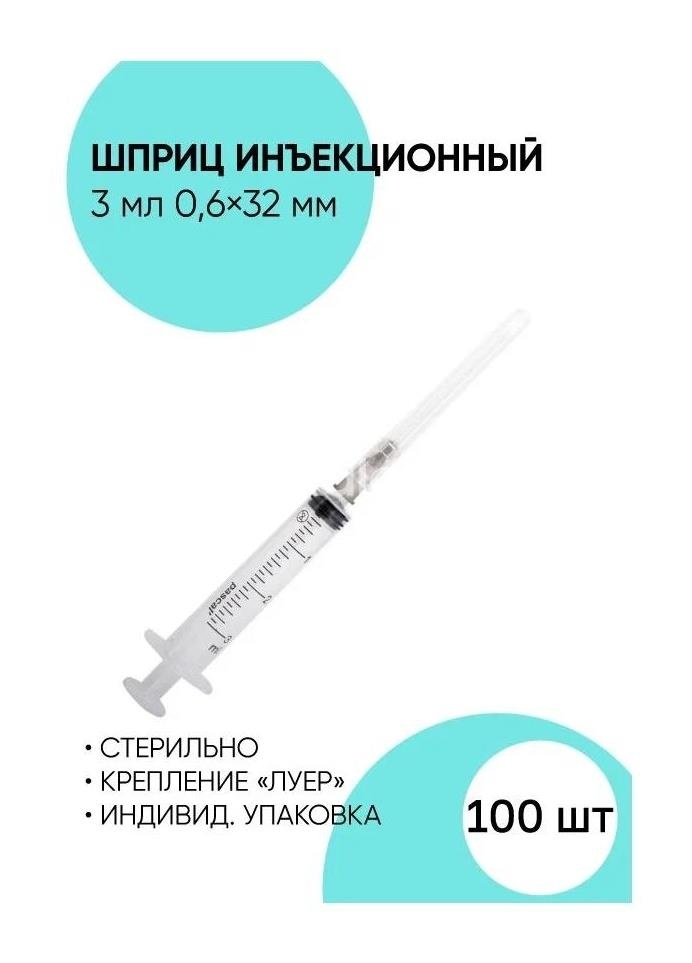 Инекта шприц 3мл 3 - х комп. 23g №100 Инекта шприц 3мл 3 - х комп. 23g №100 - 1