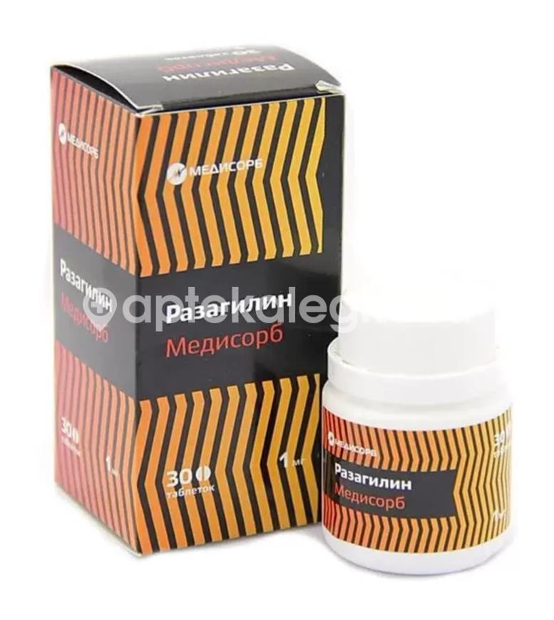 Изображение Разагилин медисорб 1мг. 30шт. таблетки для внутреннего применения Разагилин медисорб 1мг. 30шт. таблетки для внутреннего применения МЕДИСОРБ