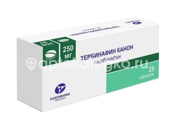 Изображение Тербинафин 250мг. 28шт. таблетки Тербинафин 250мг. 28шт. таблетки КАНОНФАРМА ПРОДАКШН