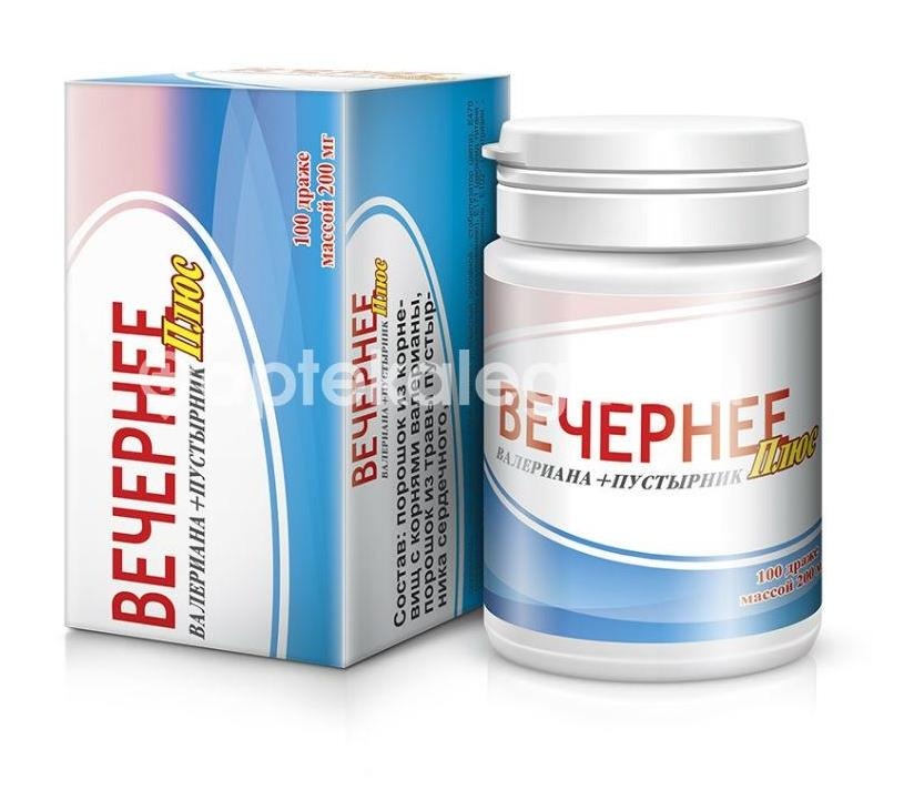 Драже вечернее + пустырник 0,18г. №100 Драже вечернее + пустырник 0,18г. №100 - 1