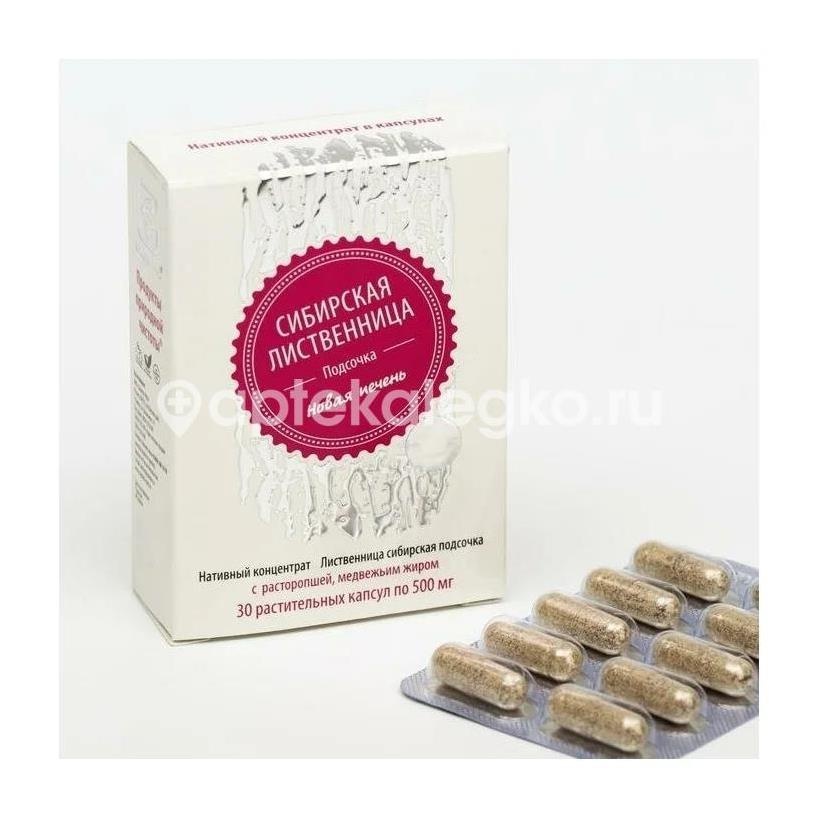 Лиственница сибирская подсочка новая печень с раст. медвеж. жир №30 капс. Лиственница сибирская подсочка новая печень с раст. медвеж. жир №30 капс. - 1
