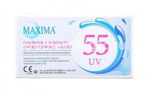 Контактные линзы maxima 55 uv с защитой от ультрафиолета 8,6 -2,25 6шт. Контактные линзы maxima 55 uv с защитой от ультрафиолета 8,6 -2,25 6шт. - 1