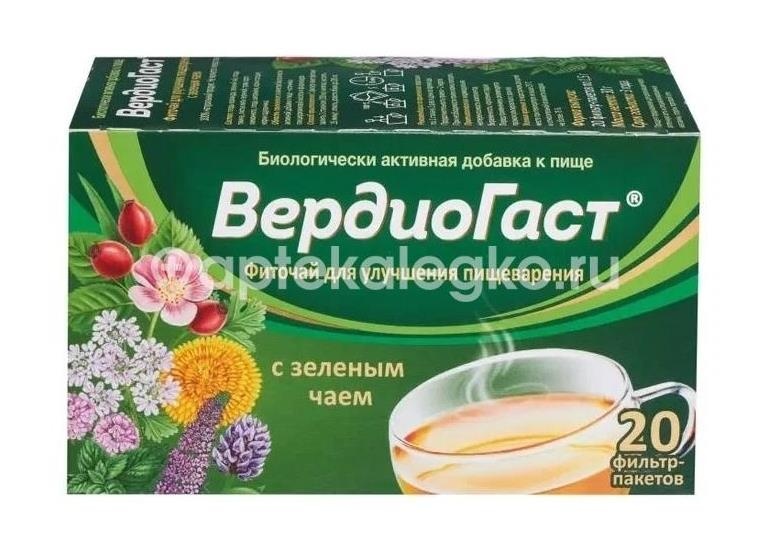 Вердиогаст 20шт. фиточай 1,5г. с зеленым чаем Вердиогаст 20шт. фиточай 1,5г. с зеленым чаем - 4