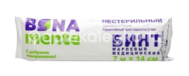 Bona mente! бинт марлевый медицинский не стерильный 7м х 14см /бона менте/ Bona mente! бинт марлевый медицинский не стерильный 7м х 14см /бона менте/ - 1
