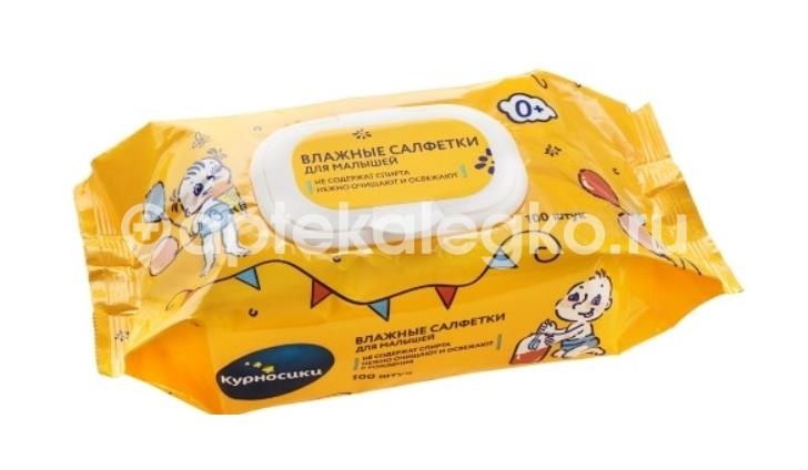Курносики салфетки влажные для малышей с клапаном 0+ 100шт. /40049/ Курносики салфетки влажные для малышей с клапаном 0+ 100шт. /40049/ - 1