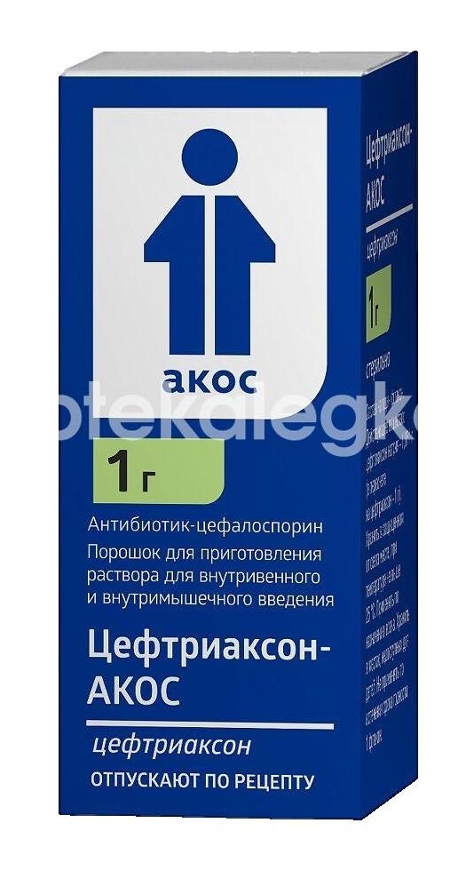 Изображение Цефтриаксон акос 1г. 1шт. порошок для приготовления раствора для внутривенного и внутримышечного введения флакон Цефтриаксон Акос 1г. 1шт. порошок для приготовления раствора для внутривенного и внутримышечного введения флакон Синтез АКО ОАО