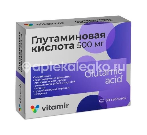 Витамир глутаминовая кислота 30 шт таблетки Витамир глутаминовая кислота 30 шт таблетки - 1
