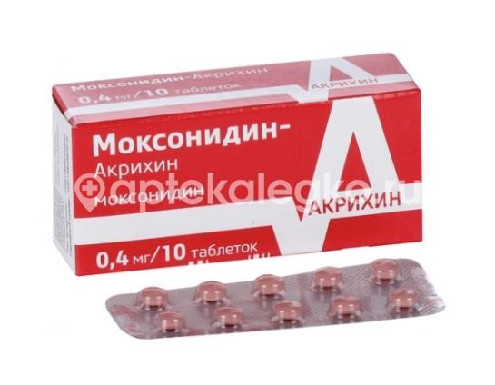 Моксонидин-акрихин 0,4мг. 10шт. таблетки покрытые пленочной оболочкой для внутреннего применения Моксонидин-акрихин 0,4мг. 10шт. таблетки покрытые пленочной оболочкой для внутреннего применения - 2