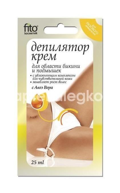 Быстрое удаление крем для депил. бикини для чувств.кожи алоэ вера 25мл. фито Быстрое удаление крем для депил. бикини для чувств.кожи алоэ вера 25мл. фито - 1