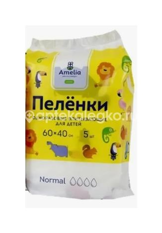 Изображение Amelia пеленки 60x40см 5шт д/детей Amelia пеленки 60X40см 5шт д/детей ГИГРОВАТА ЗАО