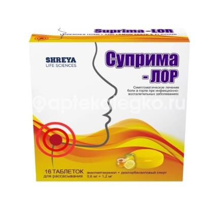 Изображение Суприма лор 16шт. таблетки мед + лимон Суприма лор 16шт. таблетки мед + лимон Шрея Лайф Саенсиз Пвт Лтд