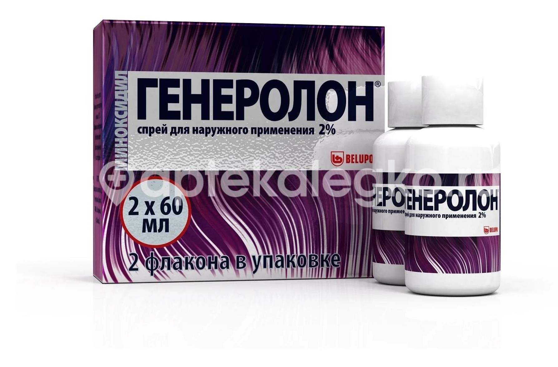 Изображение Генеролон 5% 60мл. спрей для наружного применения 2шт. флакон ГЕНЕРОЛОН 5% 60МЛ. СПРЕЙ ДЛЯ НАРУЖНОГО ПРИМЕНЕНИЯ 2ШТ. ФЛАКОН Белупо Лекарства и косметика д.д / BELUPO /