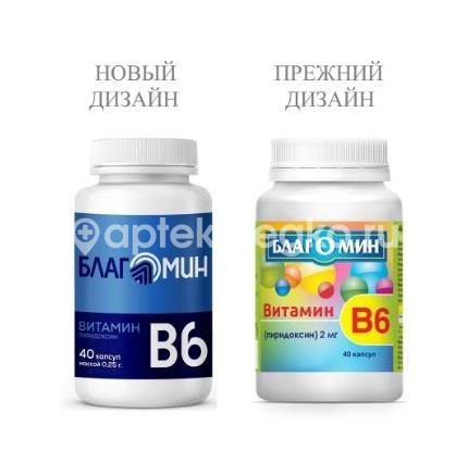 Благомин витамин в6 (пиридоксин) 40 шт капсулы Благомин витамин в6 (пиридоксин) 40 шт капсулы - 2
