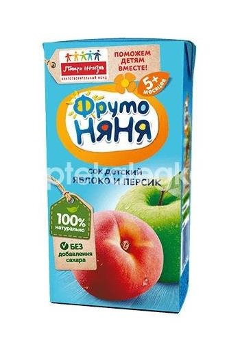Фрутоняня нектар (сок) 200мл. яблоко + персик с мякотью без сахара 5 + мес. Фрутоняня нектар (сок) 200мл. яблоко + персик с мякотью без сахара 5 + мес. - 2
