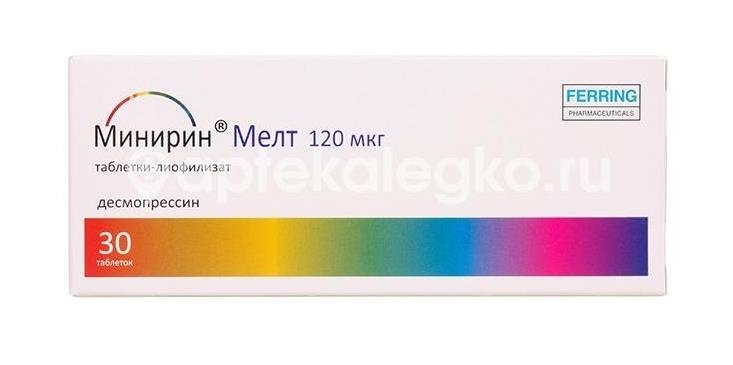 Изображение Минирин мелт 120мкг 30шт таблетки-лиофилизат Минирин Мелт 120мкг 30шт таблетки-лиофилизат Ферринг Гмбх