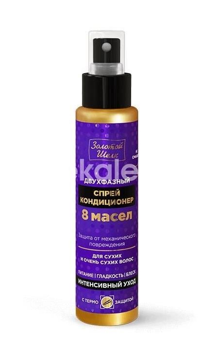 Золотой шелк спрей кондиционер двухфаз. 8 масел 100мл. Золотой шелк спрей кондиционер двухфаз. 8 масел 100мл. - 1