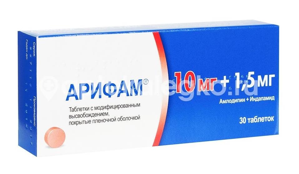 Изображение Арифам 10мг. + 1,5мг. 30шт. таблетки с модифицированным высвобождением покрытые оболочкой Арифам 10мг. + 1,5мг. 30шт. таблетки с модифицированным высвобождением покрытые оболочкой Servier ( СЕРВЬЕ )