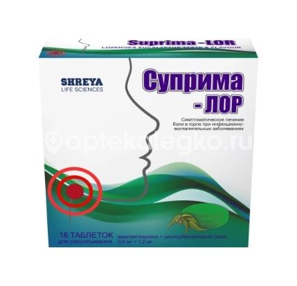 Изображение Суприма лор 16шт. таблетки эвкалипт Суприма лор 16шт. таблетки эвкалипт Шрея Лайф Саенсиз Пвт Лтд