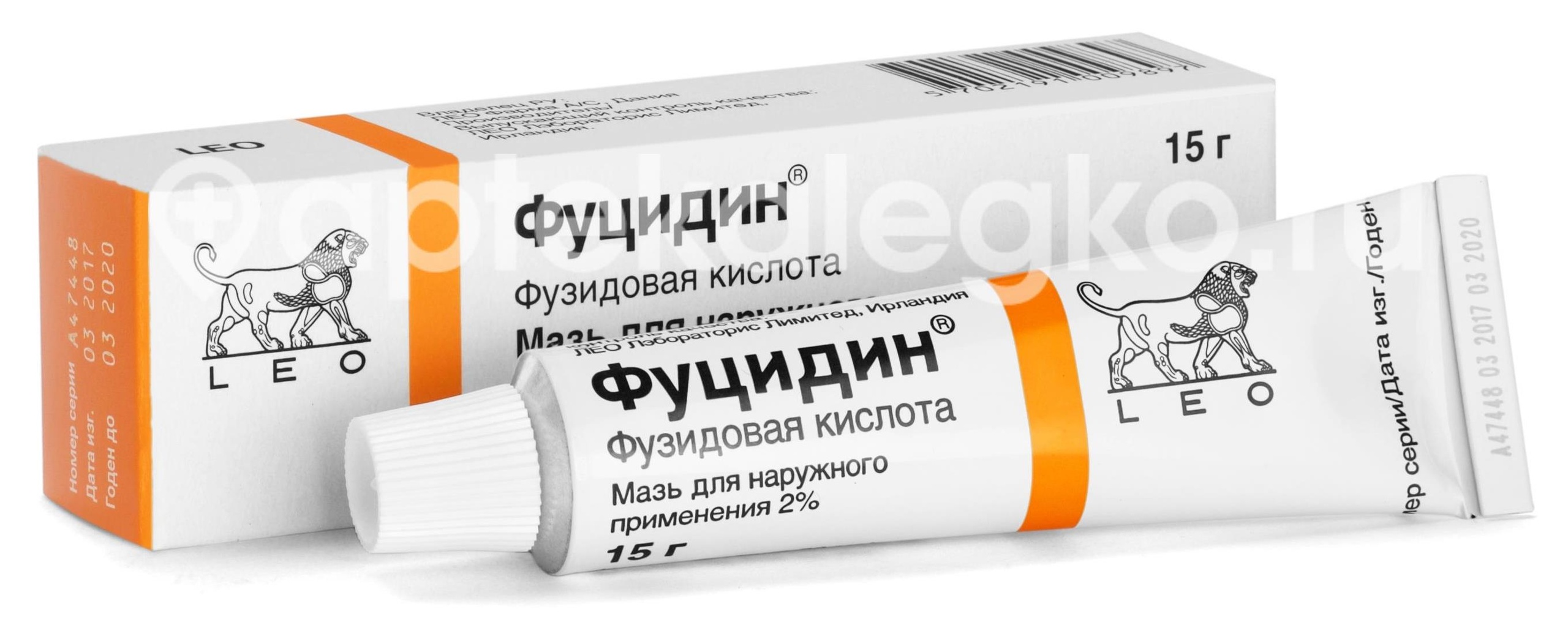 Изображение Фуцидин 2% мазь 15г. Фуцидин 2% мазь 15г. Leo Pharmaceutical Products (ЛЕО Ф )