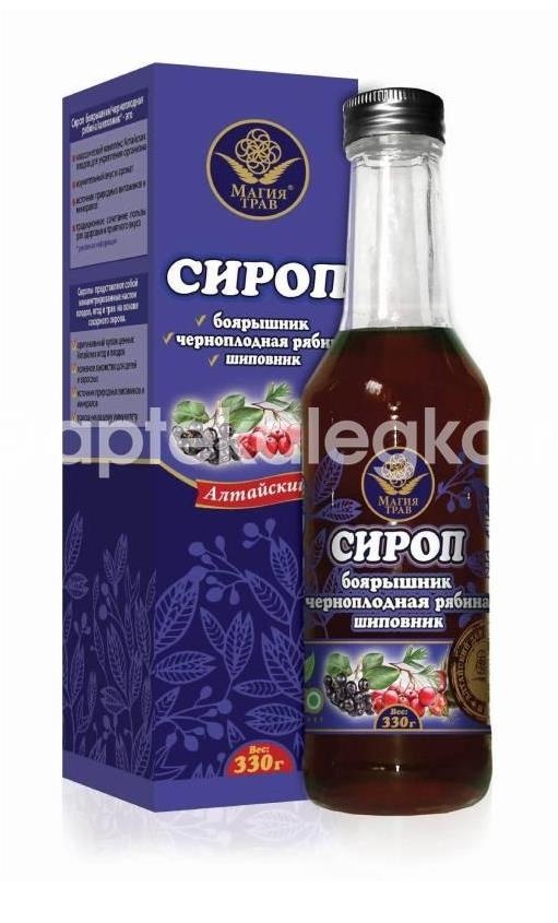 Магия трав сироп боярышник + черноплод.рябина + шиповник 330г. Магия трав сироп боярышник + черноплод.рябина + шиповник 330г. - 1