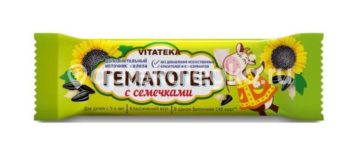 Витатека гематоген с семечками 40г. Витатека гематоген с семечками 40г. - 1