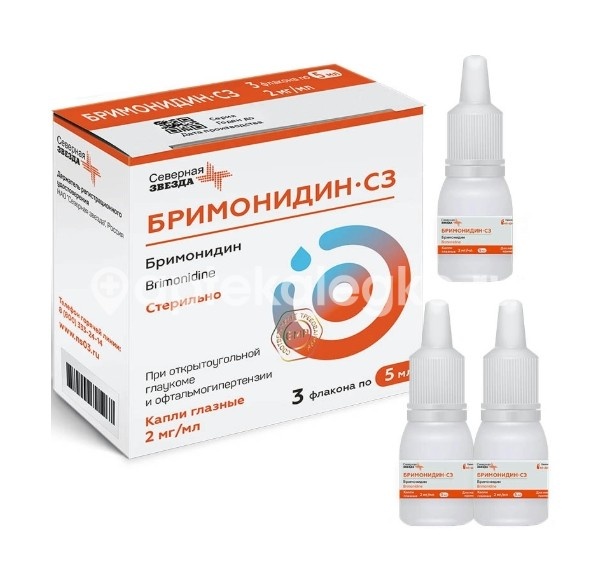Бримонидин-сз 2мг./мл. 3шт. капли глазные 5мл флакон-капельница Бримонидин-сз 2мг./мл. 3шт. капли глазные 5мл флакон-капельница - 2