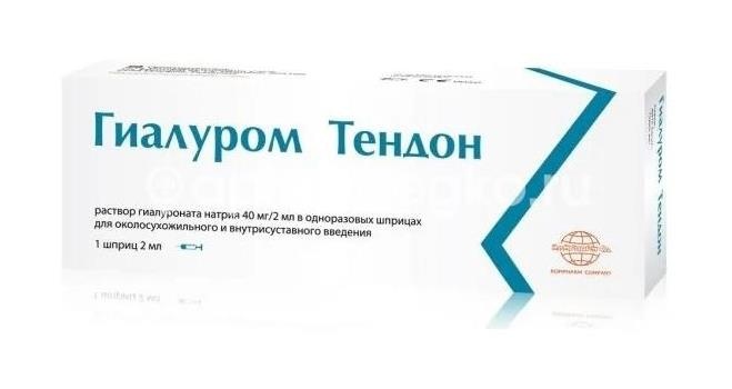 Гиалуром тендон раствор гиалуроната натрия 40мг./2мл. 1шт. раствор шприц Гиалуром тендон раствор гиалуроната натрия 40мг./2мл. 1шт. раствор шприц - 1