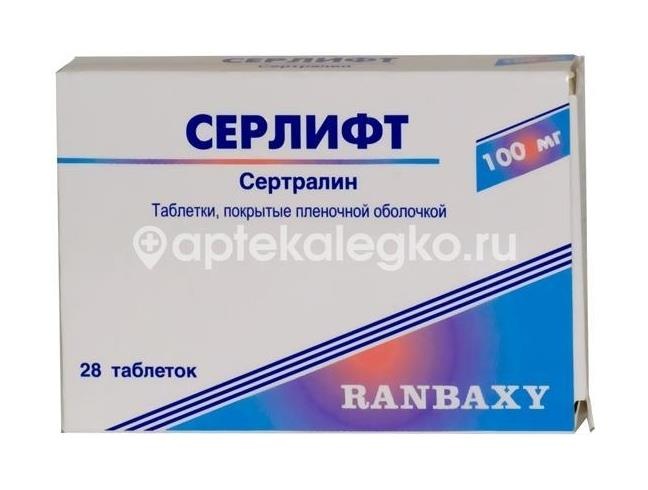 Серлифт 100мг. 28шт. таблетки покрытые пленочной оболочкой Серлифт 100мг. 28шт. таблетки покрытые пленочной оболочкой - 1