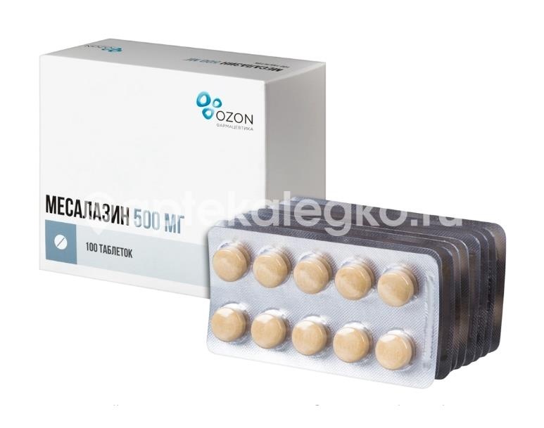 Месалазин 500мг 100шт. таблетки кишечнорастворимые покрытые оболочкой Месалазин 500мг 100шт. таблетки кишечнорастворимые покрытые оболочкой - 2