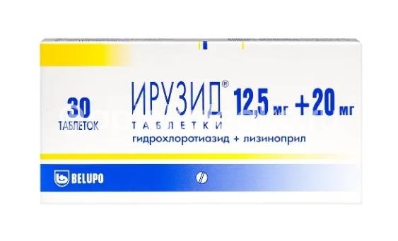 Изображение Ирузид 20мг. + 12,5мг. 30шт. таблетки для внутреннего применения Ирузид 20мг. + 12,5мг. 30шт. таблетки для внутреннего применения БЕЛУПО-ХОРВАТИЯ (BELUPO Ltd.)