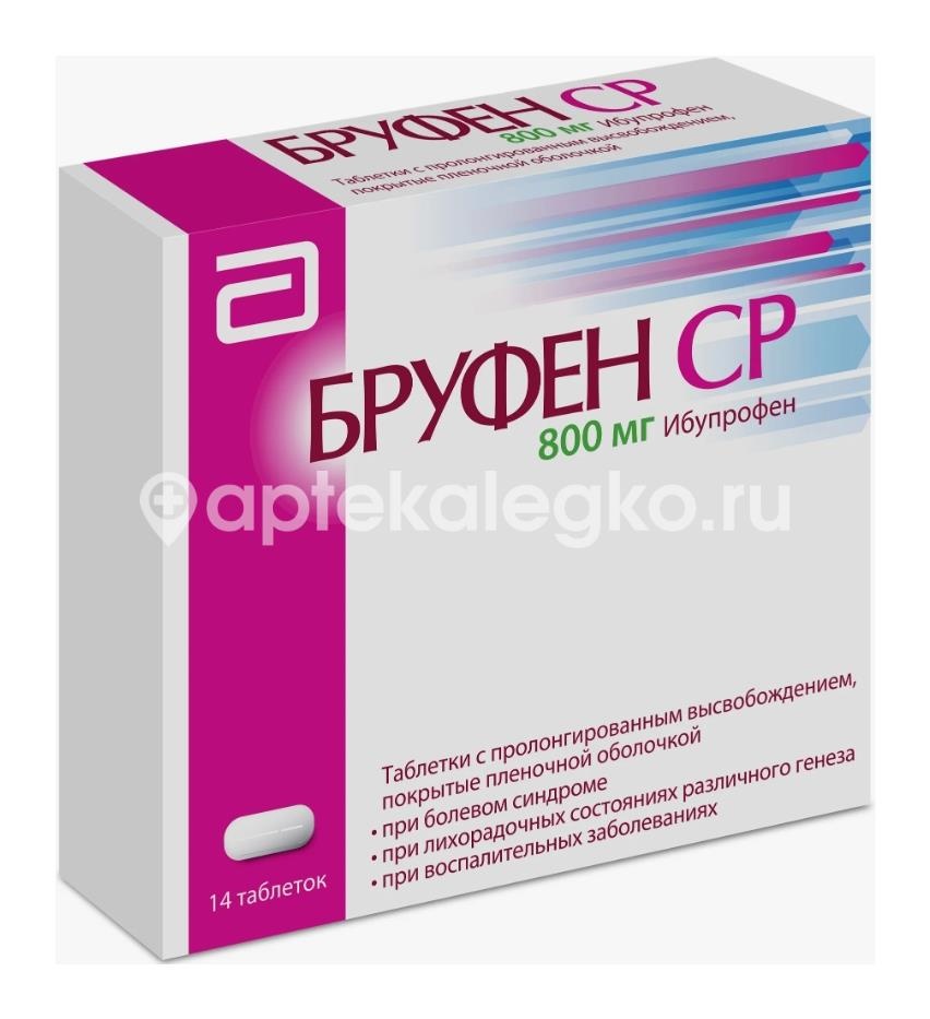 Бруфен ср 800мг. 14шт. таблетки с пролонгированным высвобождением, покрытые пленочной оболочкой Бруфен ср 800мг. 14шт. таблетки с пролонгированным высвобождением, покрытые пленочной оболочкой - 3