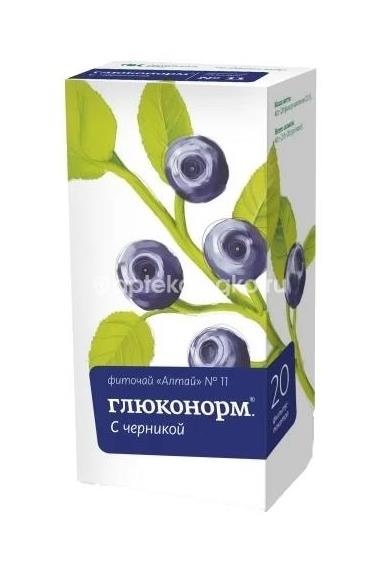 Алтайский кедр глюконорм черника 20шт. фиточай 2г. пакет Алтайский кедр глюконорм черника 20шт. фиточай 2г. пакет - 1