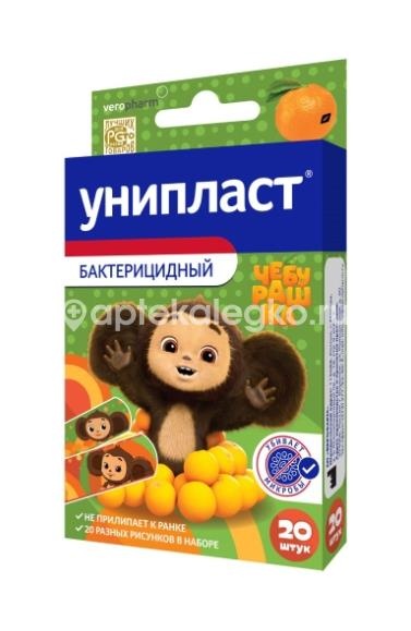 Унипласт лейкопластырь бактерицидный чебурашка детский 20шт. Унипласт лейкопластырь бактерицидный чебурашка детский 20шт. - 1