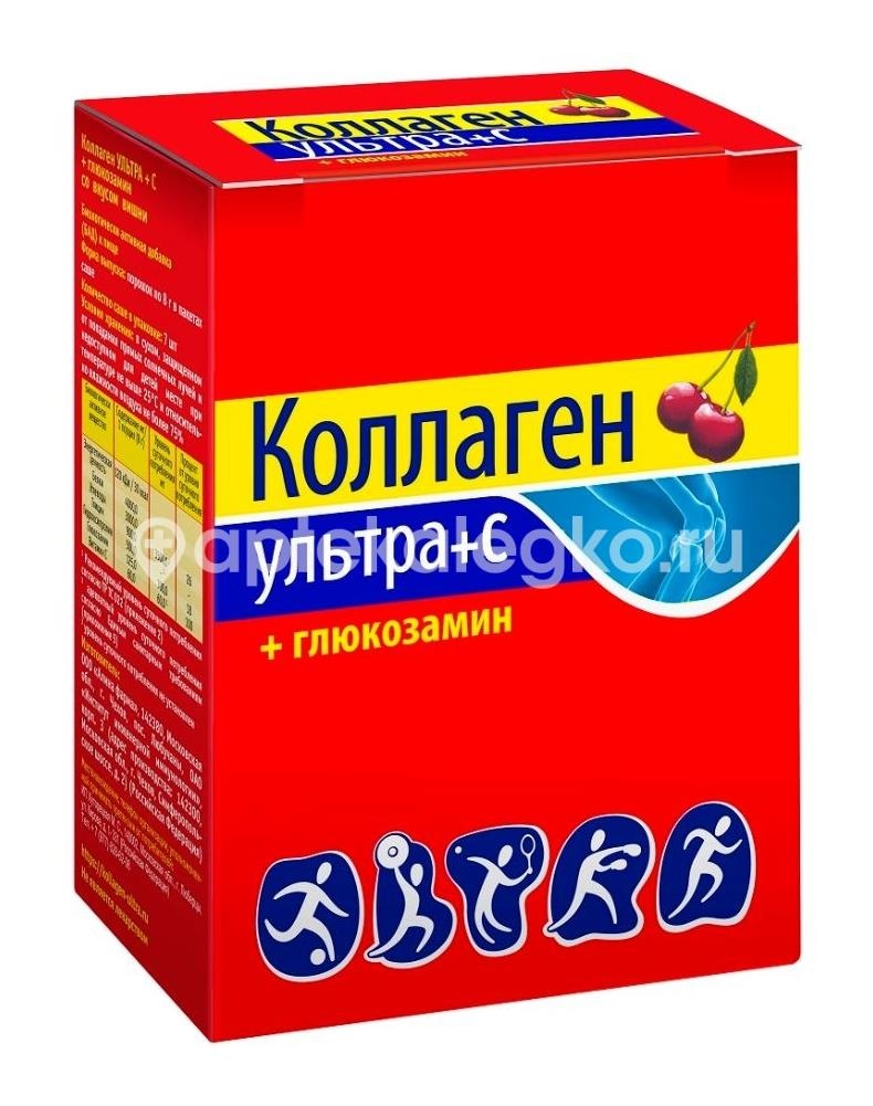 Коллаген ультра плюс глюкозамин со вкусом вишни 8г 7 шт пакеты Коллаген ультра плюс глюкозамин со вкусом вишни 8г 7 шт пакеты - 1
